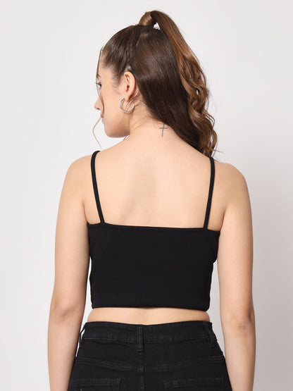 Shoulder Strap Cotton Crop Top