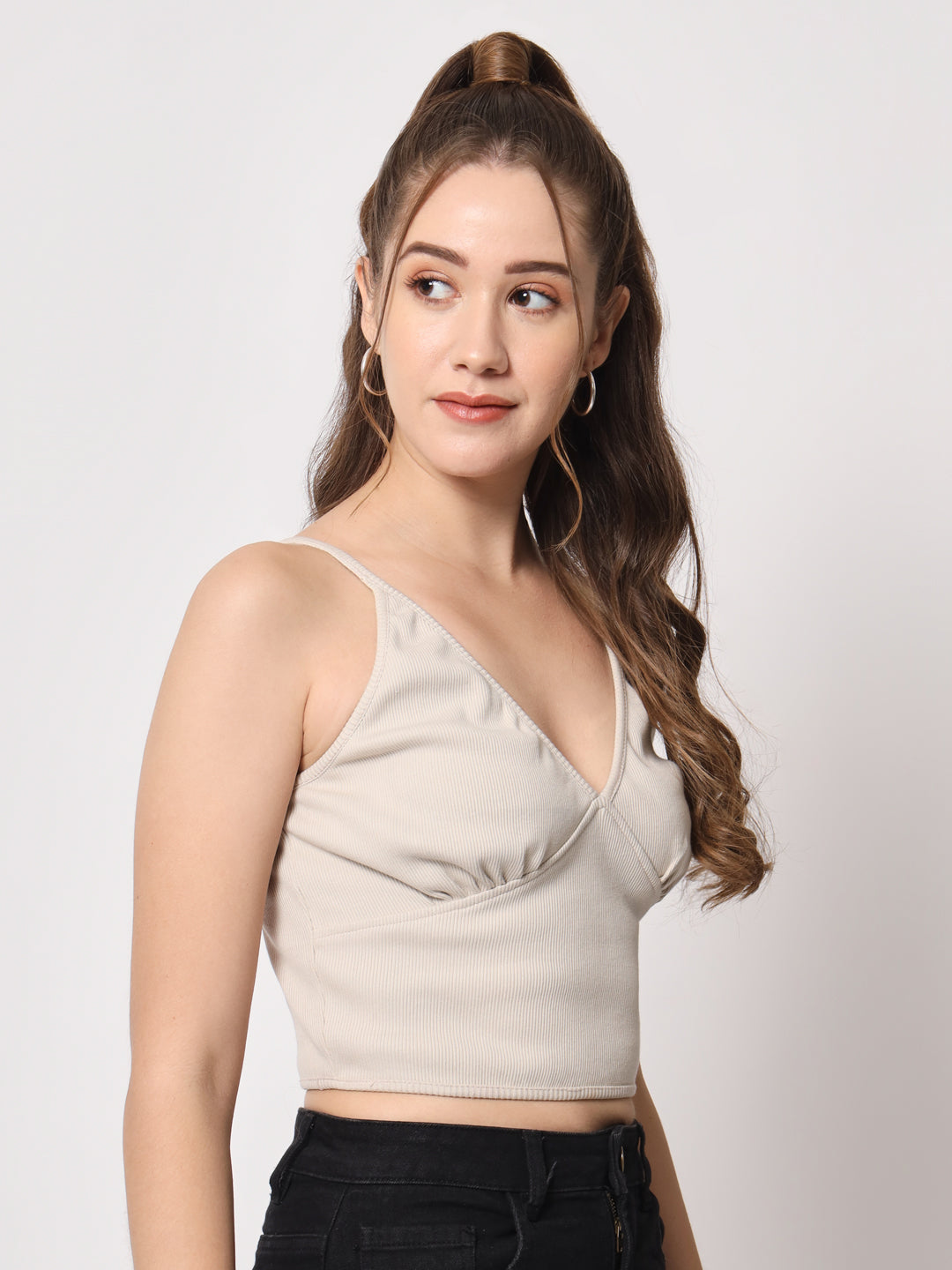 Shoulder Strap Cotton Crop Top