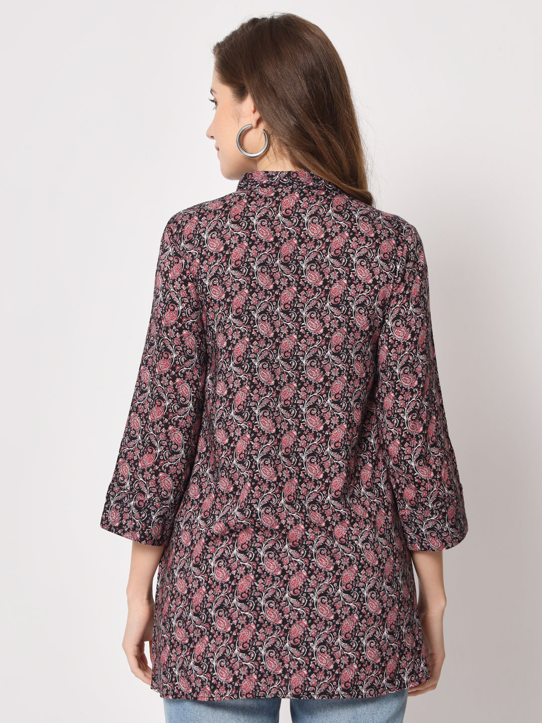 Ethnic Motif Printed Mandarin Collar Kurti