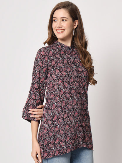 Ethnic Motif Printed Mandarin Collar Kurti