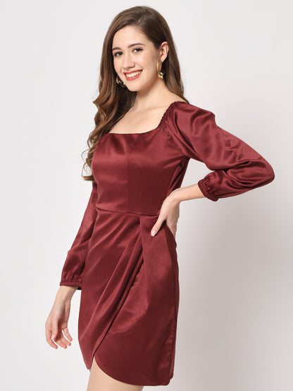 Square Neck Puff Sleeves Party Sheath Dress