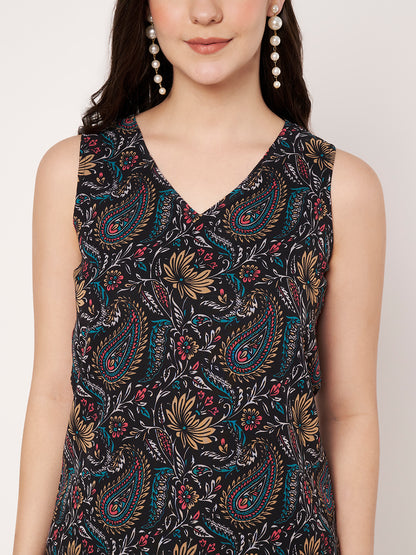 Women Paisley Printed V-Neck Georgette Top