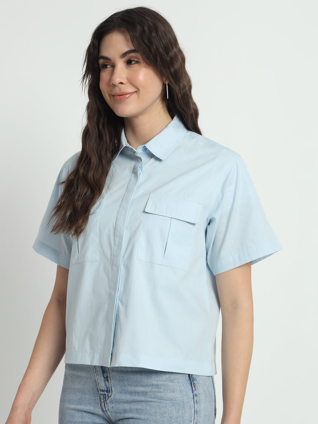 Spread Collar Classic Boxy Casual Cotton Shirt