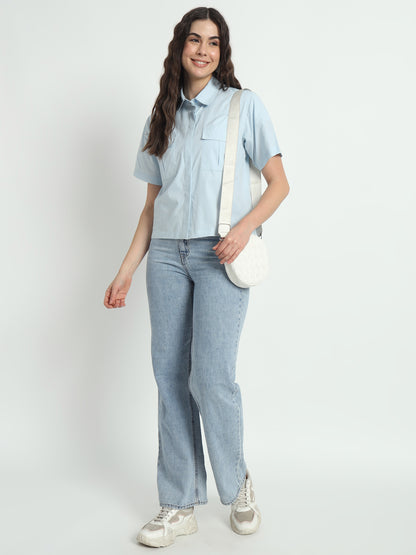 Spread Collar Classic Boxy Casual Cotton Shirt