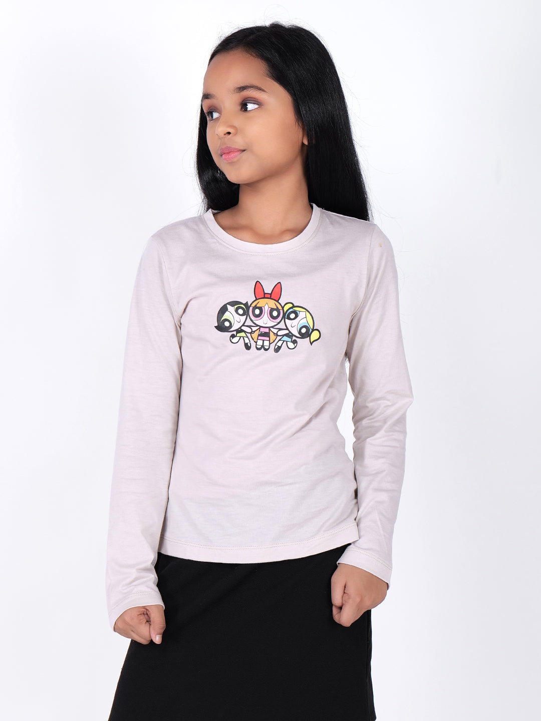 Power Puff Girls Printed Round Neck Cotton T-shirt