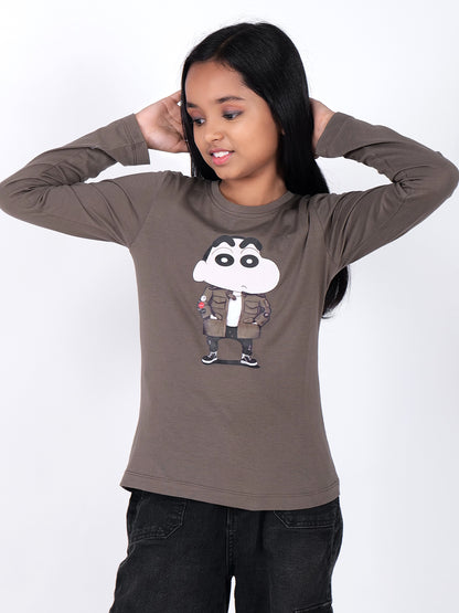 Shinchan Printed Round Neck Cotton T-shirt