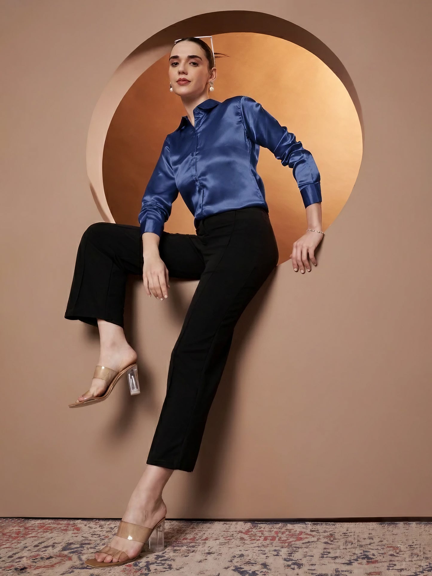 Women Blue Relaxed Formal Shir