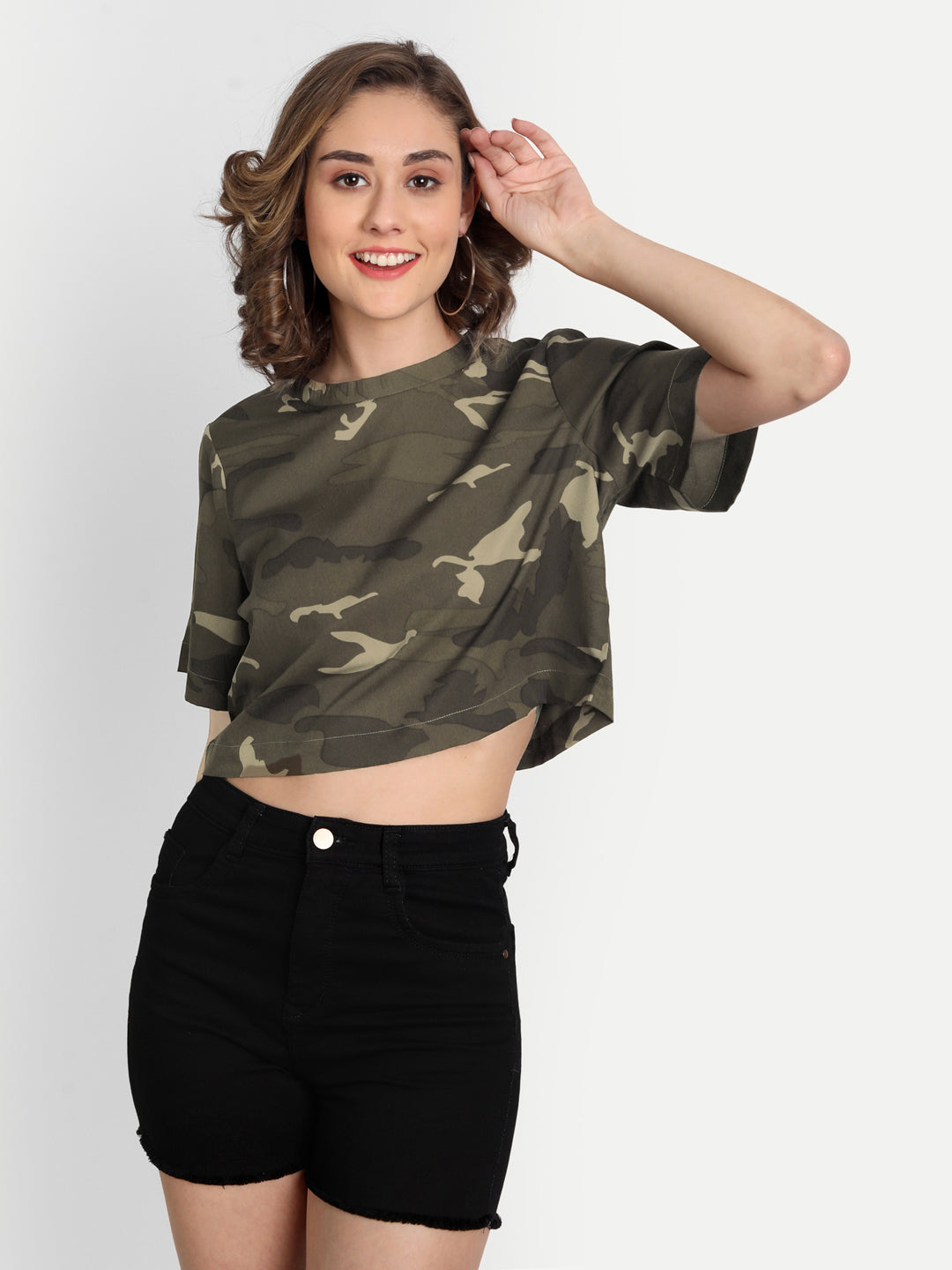 Women's army print top