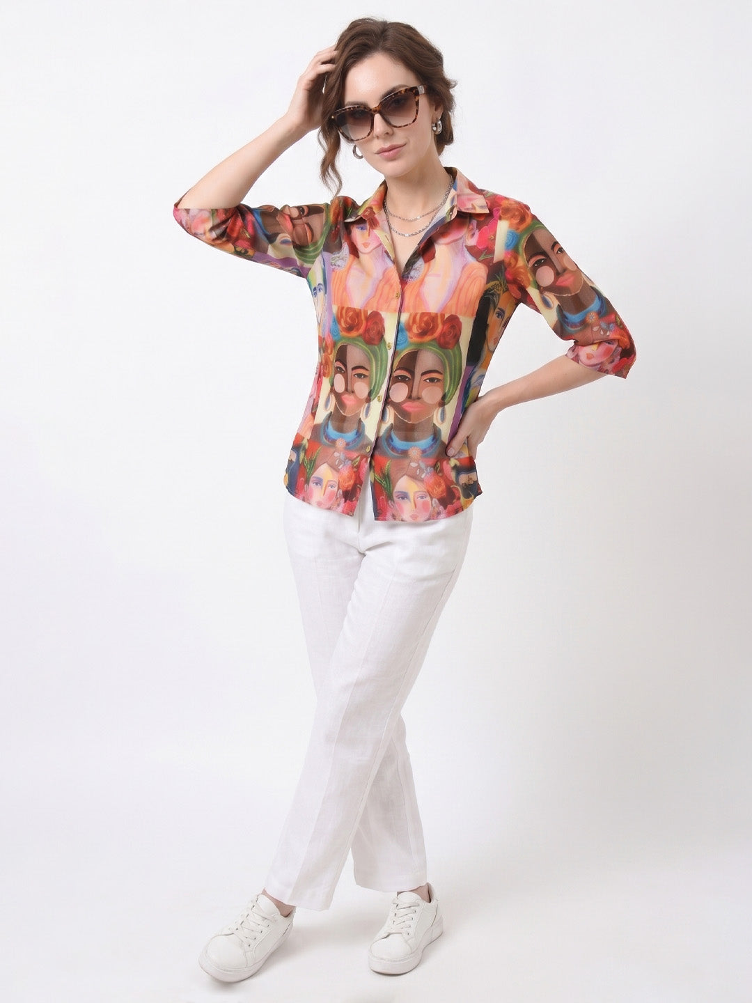 Women Multi Color Classic Boxy Printed Casual Shirt