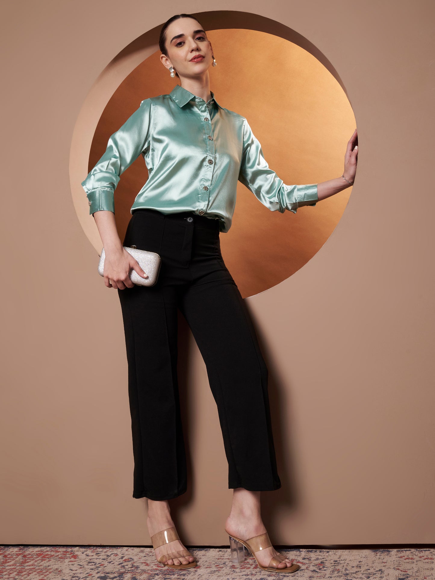 Women Blue Classic Slim Fit Casual Shirt