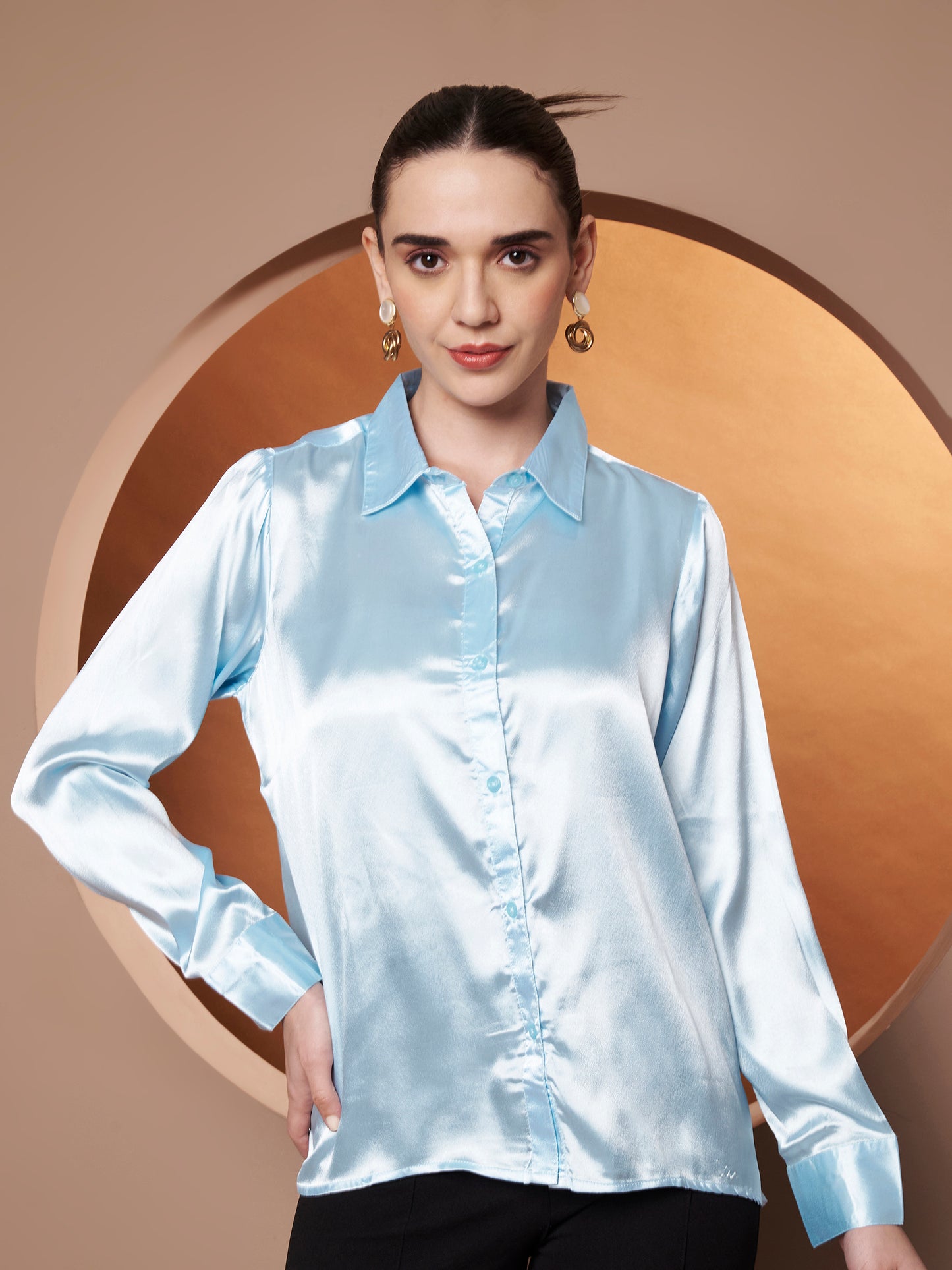 Women Blue Classic Slim Fit Casual Shirt
