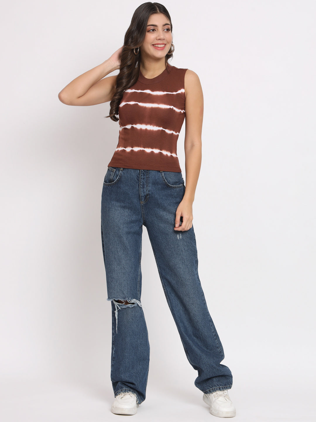 Women's Tie & Dye Modal Brown Top