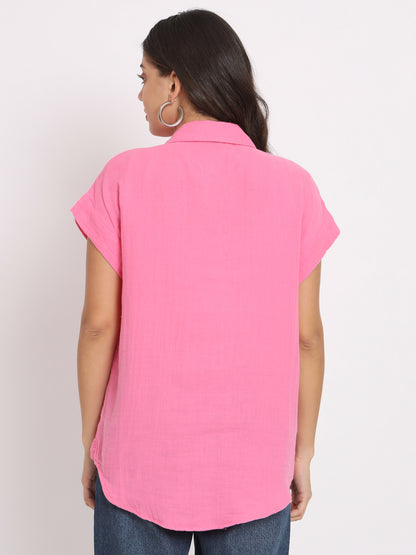 Women's Cotton Pink Casual Shirt