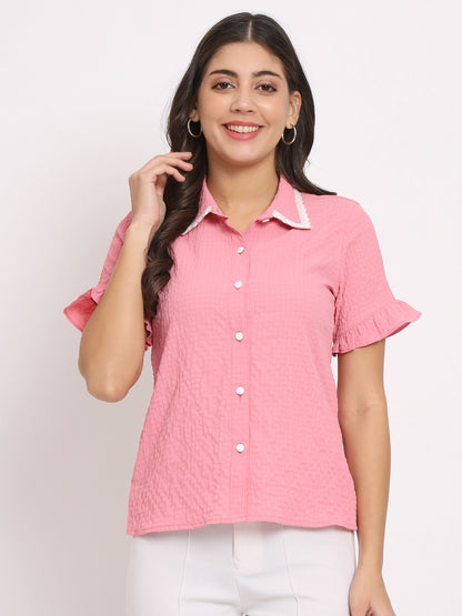 Women's Pink Shirt Style Top