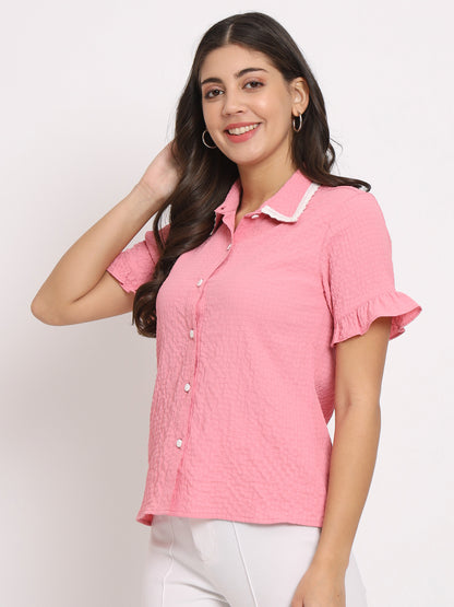 Women's Pink Shirt Style Top