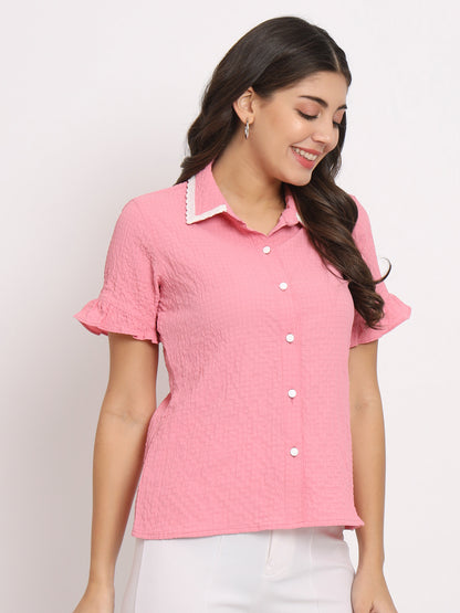 Women's Pink Shirt Style Top