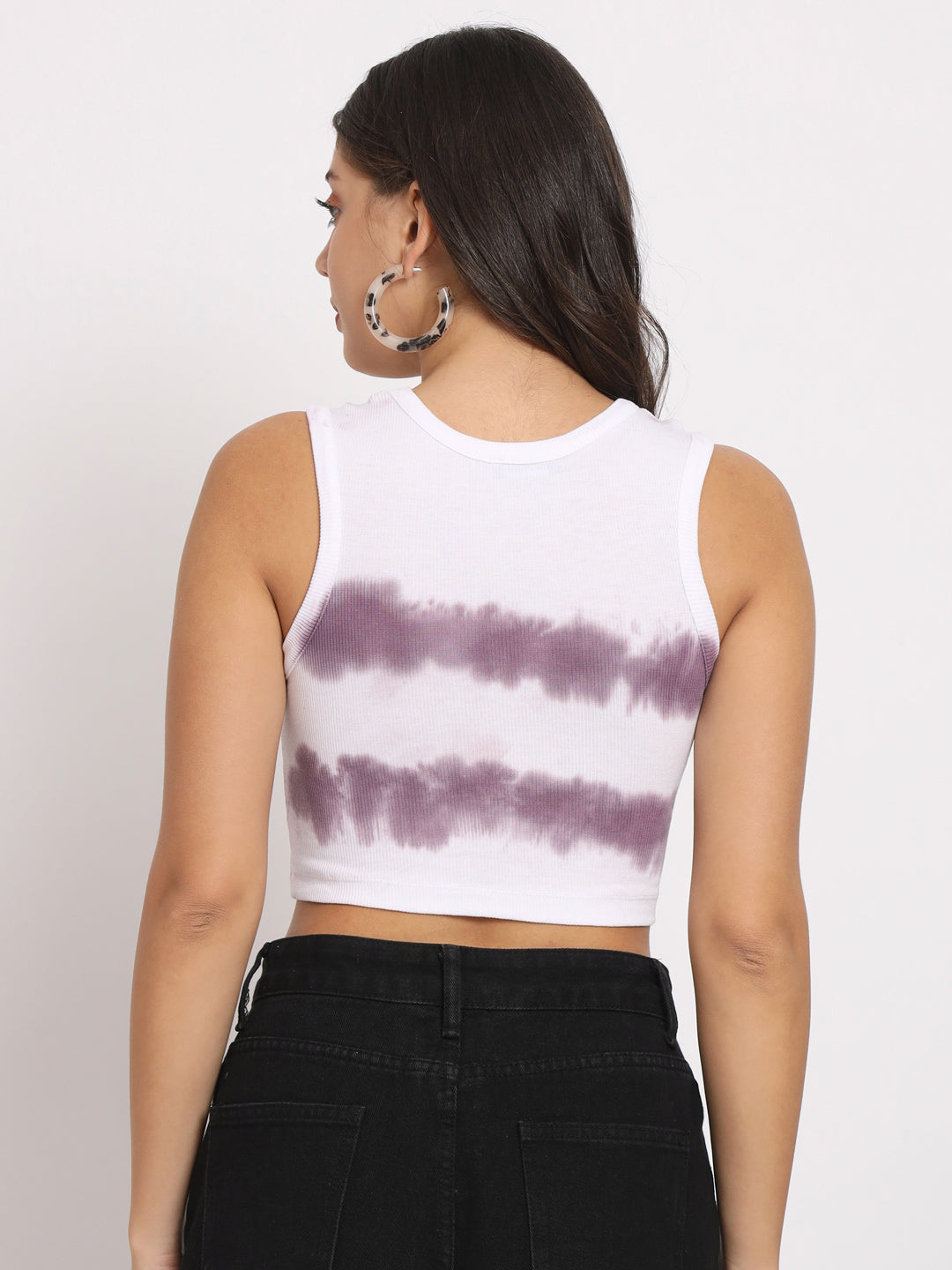 Women's Sleeveless Fitted Tie & Die Crop Top