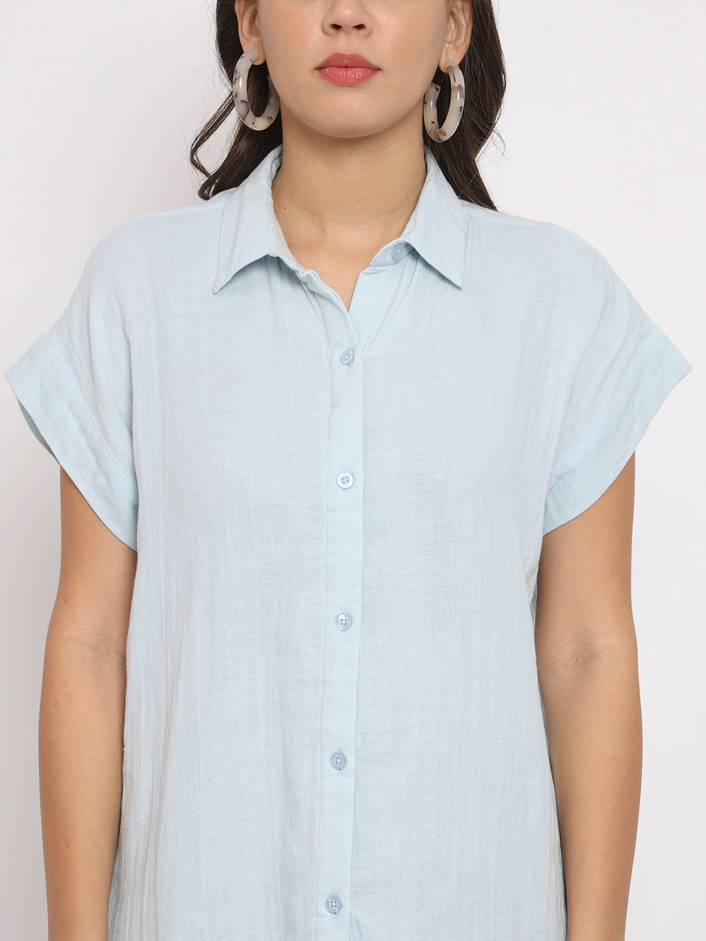 Women's Cotton Blue Casual Shirt