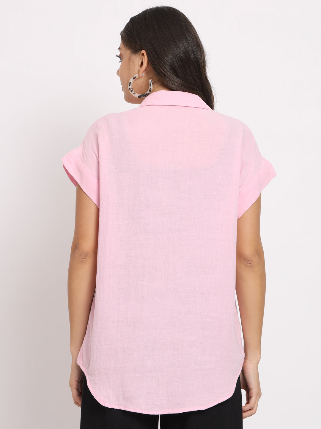 Women's Cotton Light Pink Casual Shirt