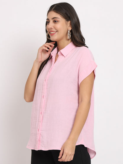 Women's Cotton Light Pink Casual Shirt