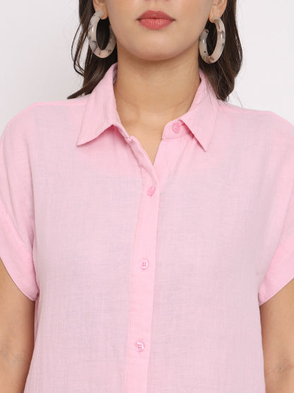 Women's Cotton Light Pink Casual Shirt