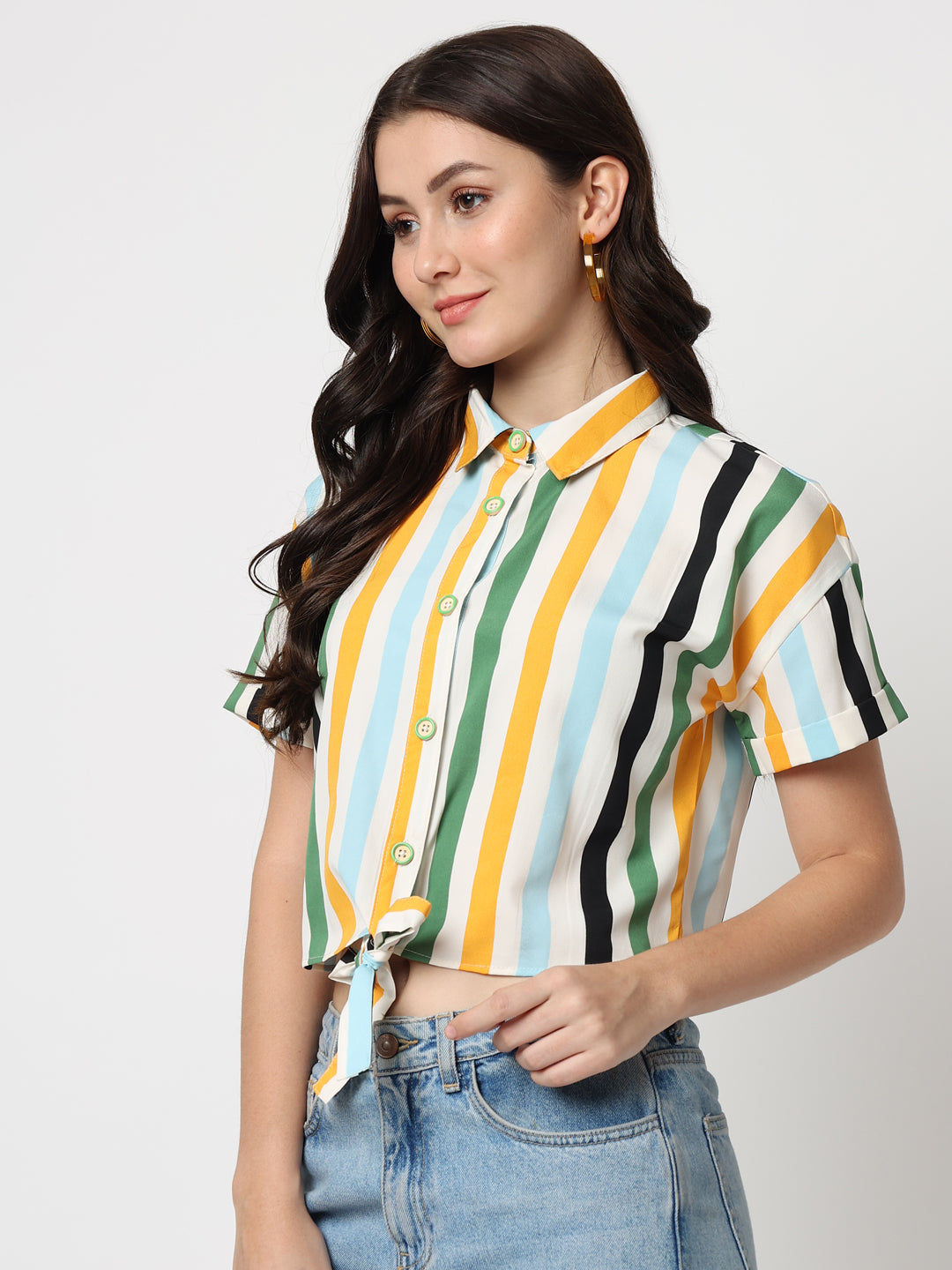 Multi color Striped Styled Back Top