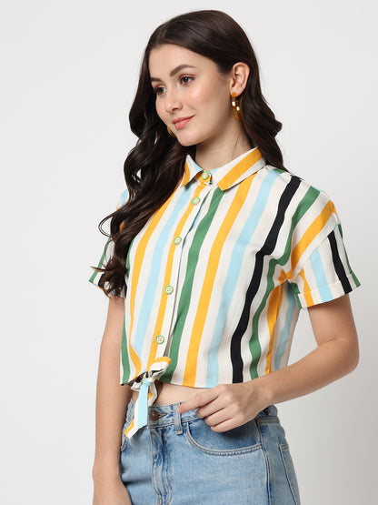 Multi color Striped Styled Back Top