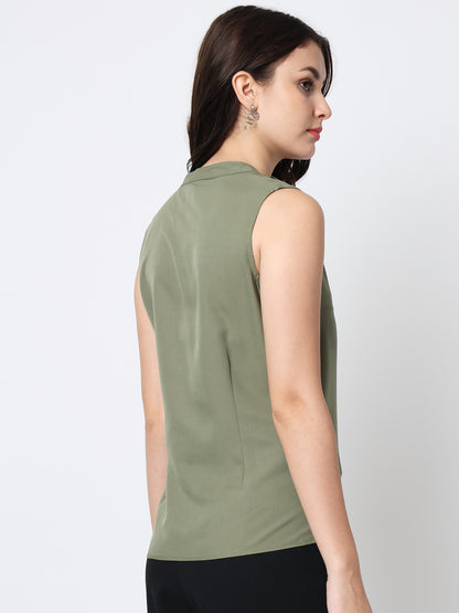 Green Ruffles Crepe Top