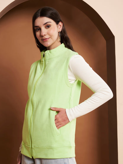 Women Mock Collar Solid Cotton Casual Bomber Jacket