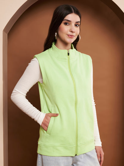 Women Mock Collar Solid Cotton Casual Bomber Jacket