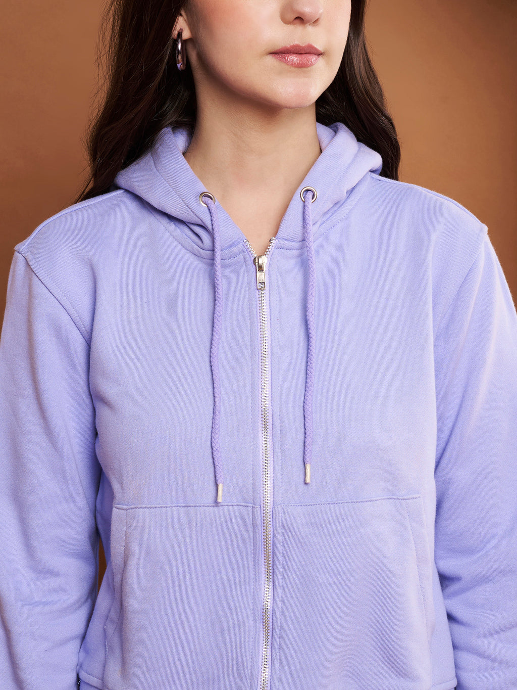 Women's Hooded Long Sleeves Cotton Black Jacket