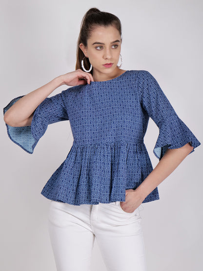 Women Ethnic Motifs Printed Peplum Top