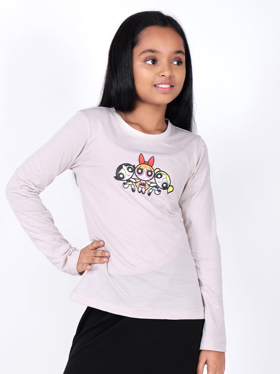 Power Puff Girls Printed Round Neck Cotton T-shirt