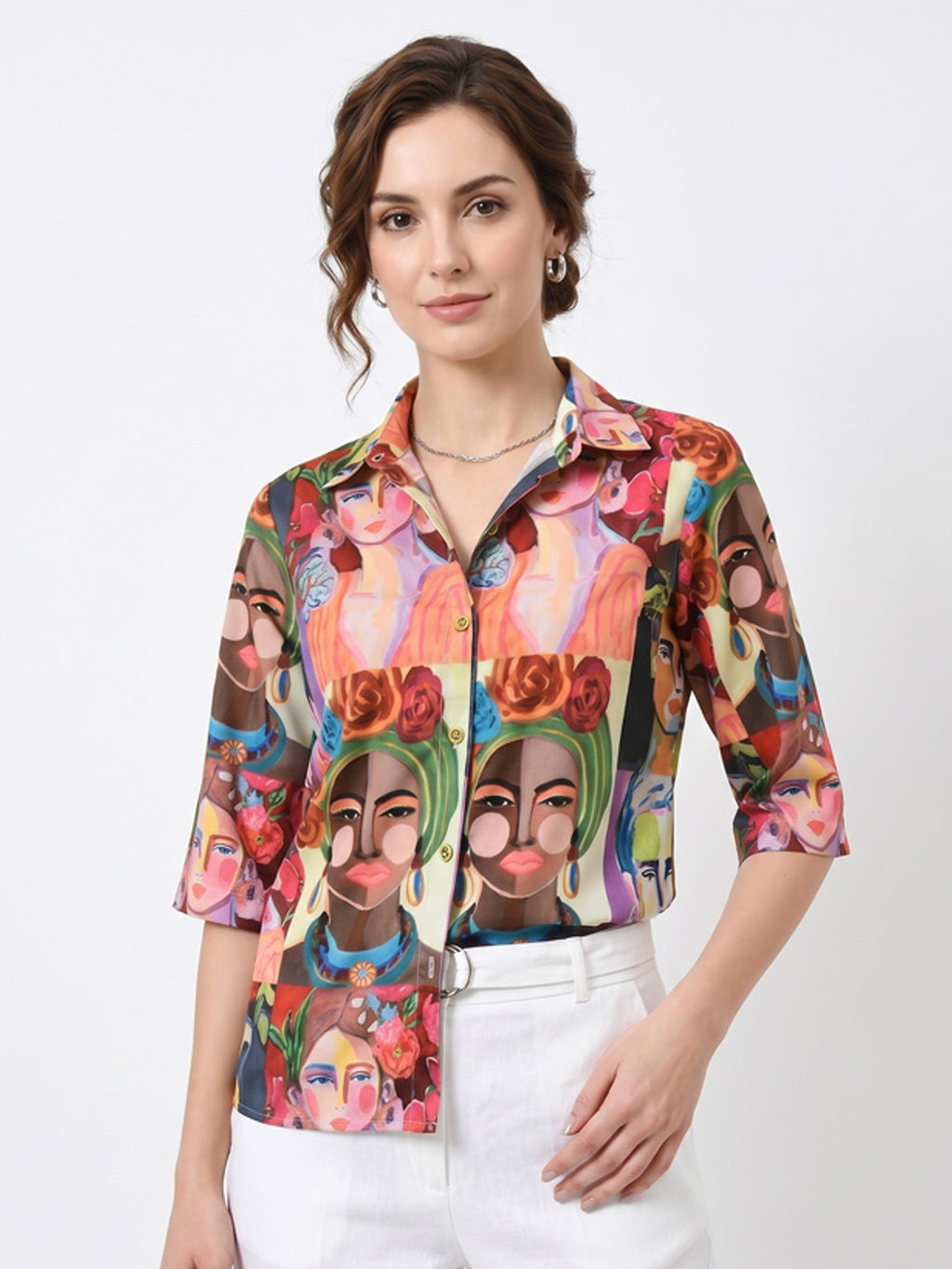 Women Multi Color Classic Boxy Printed Casual Shirt