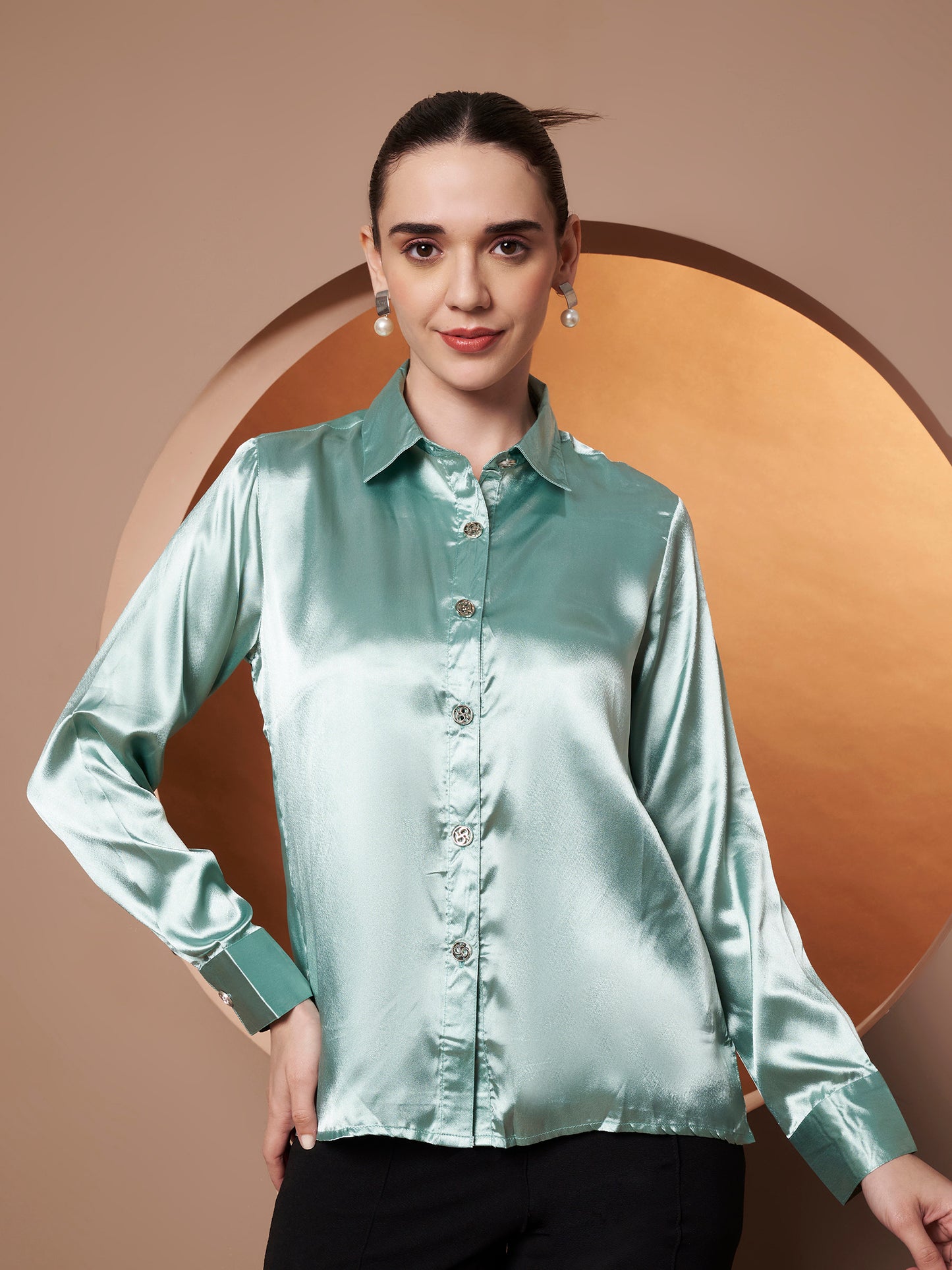 Women Blue Classic Slim Fit Casual Shirt