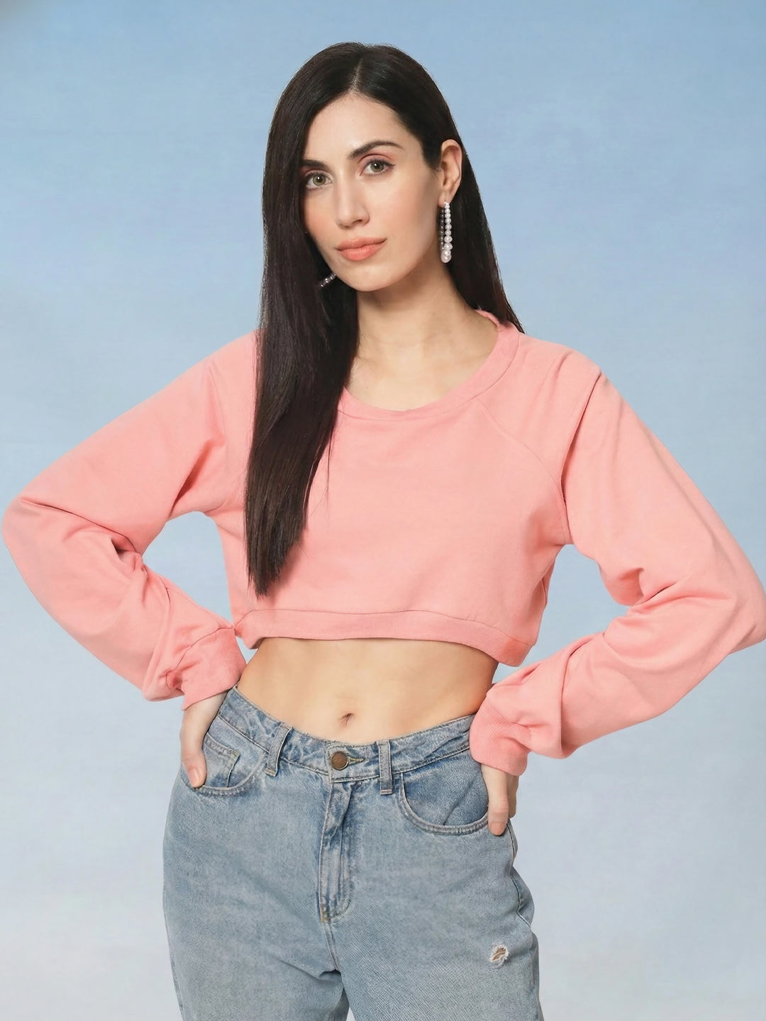 Pink Crop Sweatshirt for women