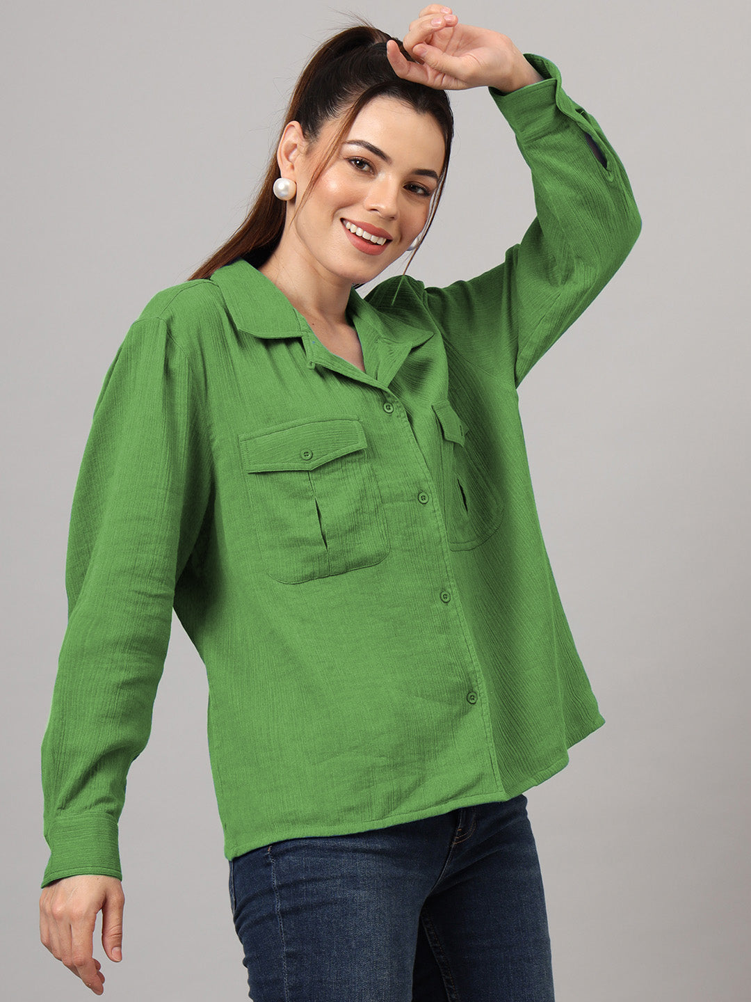 Classic Cotton Spread Collar Oversized Casual Shirt