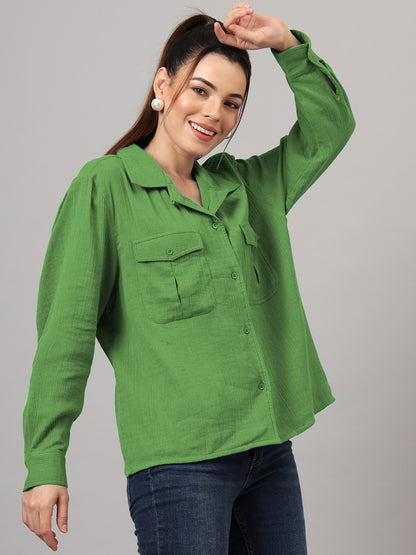 Classic Cotton Spread Collar Oversized Casual Shirt