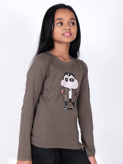 Shinchan Printed Round Neck Cotton T-shirt