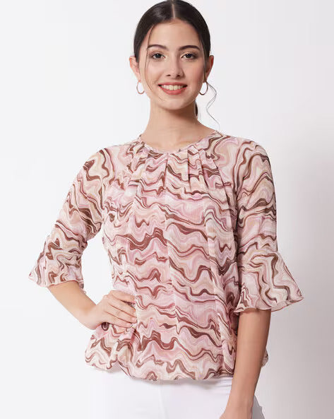 Abstract Print Georgette Top