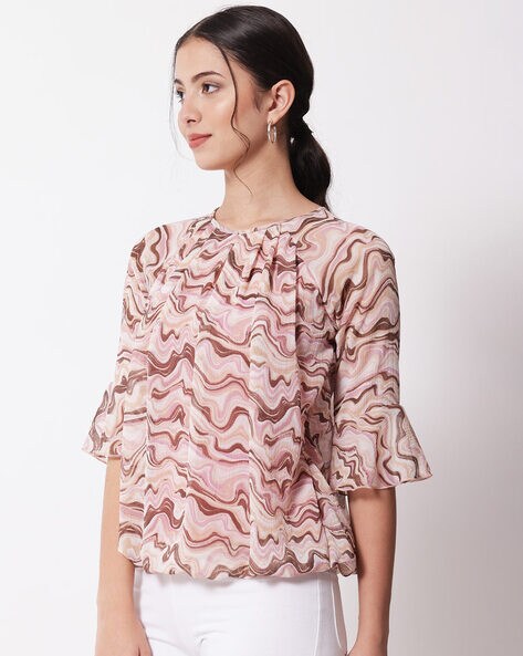 Abstract Print Georgette Top