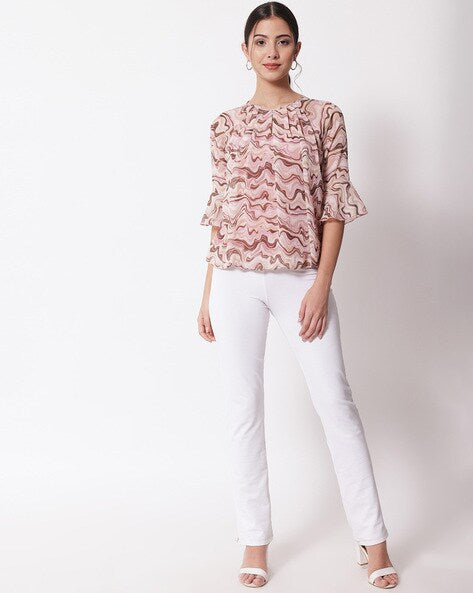 Abstract Print Georgette Top