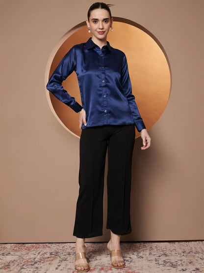 Women Blue Relaxed Formal Shir
