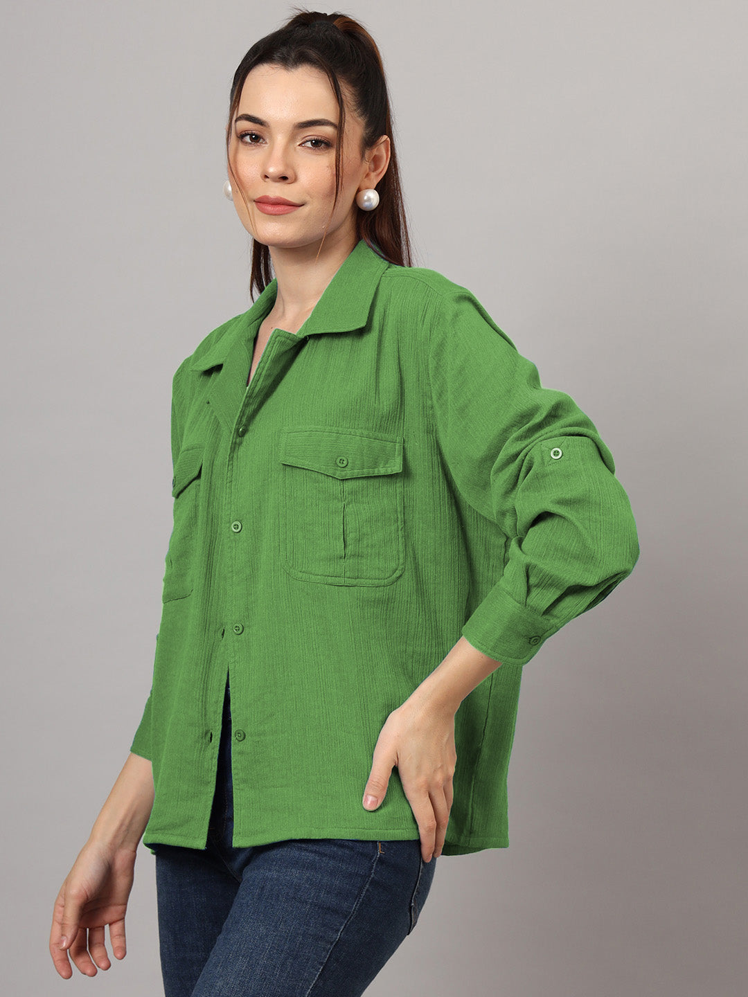 Classic Cotton Spread Collar Oversized Casual Shirt
