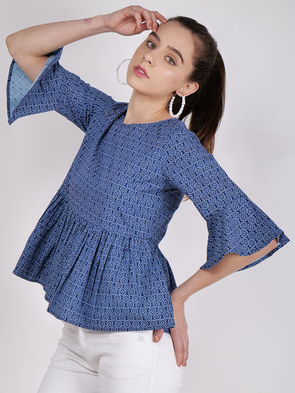 Women Ethnic Motifs Printed Peplum Top