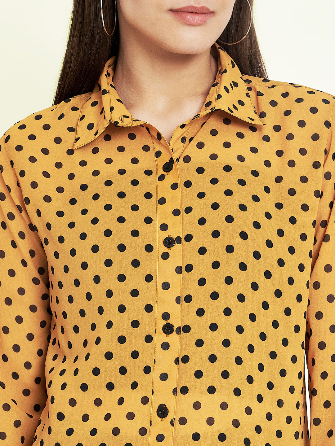 Women Classic Polka Dot Printed Printed Shirt close up