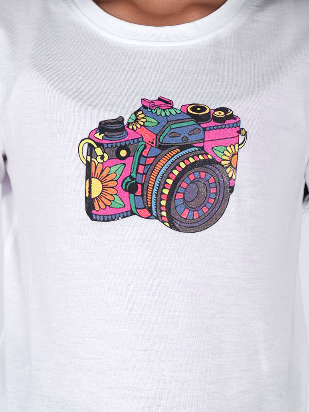 Girls Graphic Printed Round Neck Cotton T-shirt