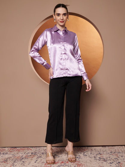 Women Pink Grey Classic Slim Fit Striped Casual Shirt