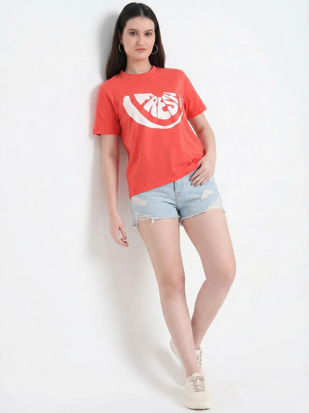 Women Printed Slim Fit Cotton T-shirt