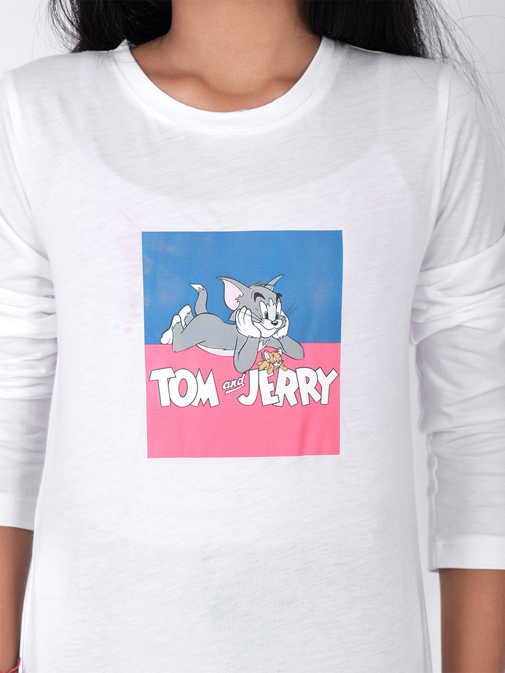 Girls Graphic Printed Round Neck Cotton Tom & Jerry T-shirt